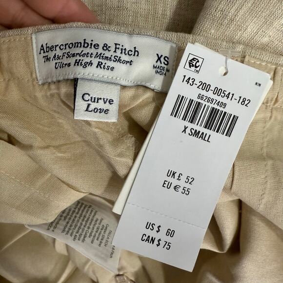 The A&F Scarlett Ultra High Rise Linen-Blend Mini Skort, Oatmeal, XS - Picture 5 of 6